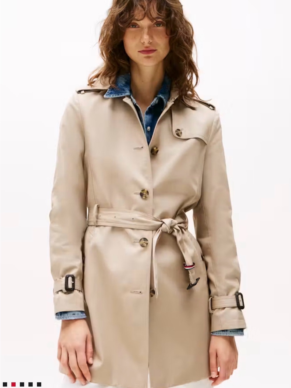 Tommy Hilfiger Beige Belted Trench Coat